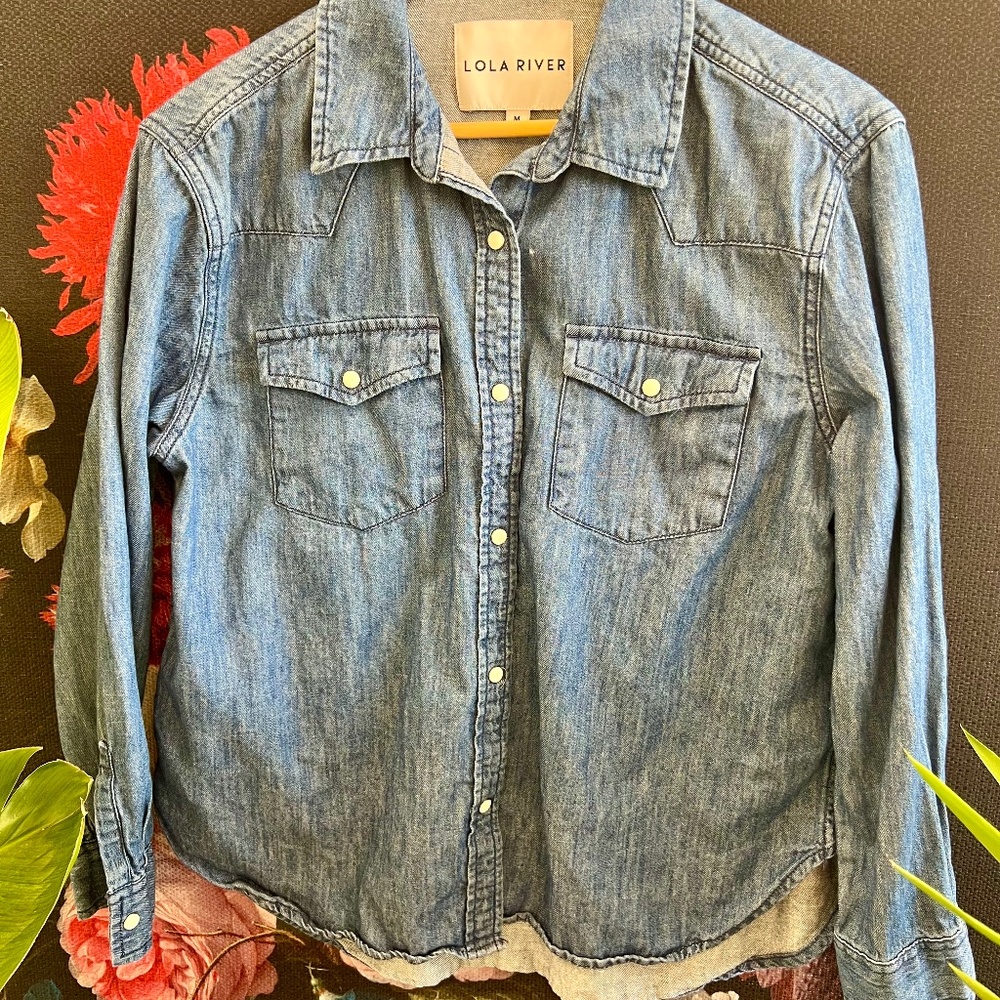 Lola River Denim Button Down NWOT size M